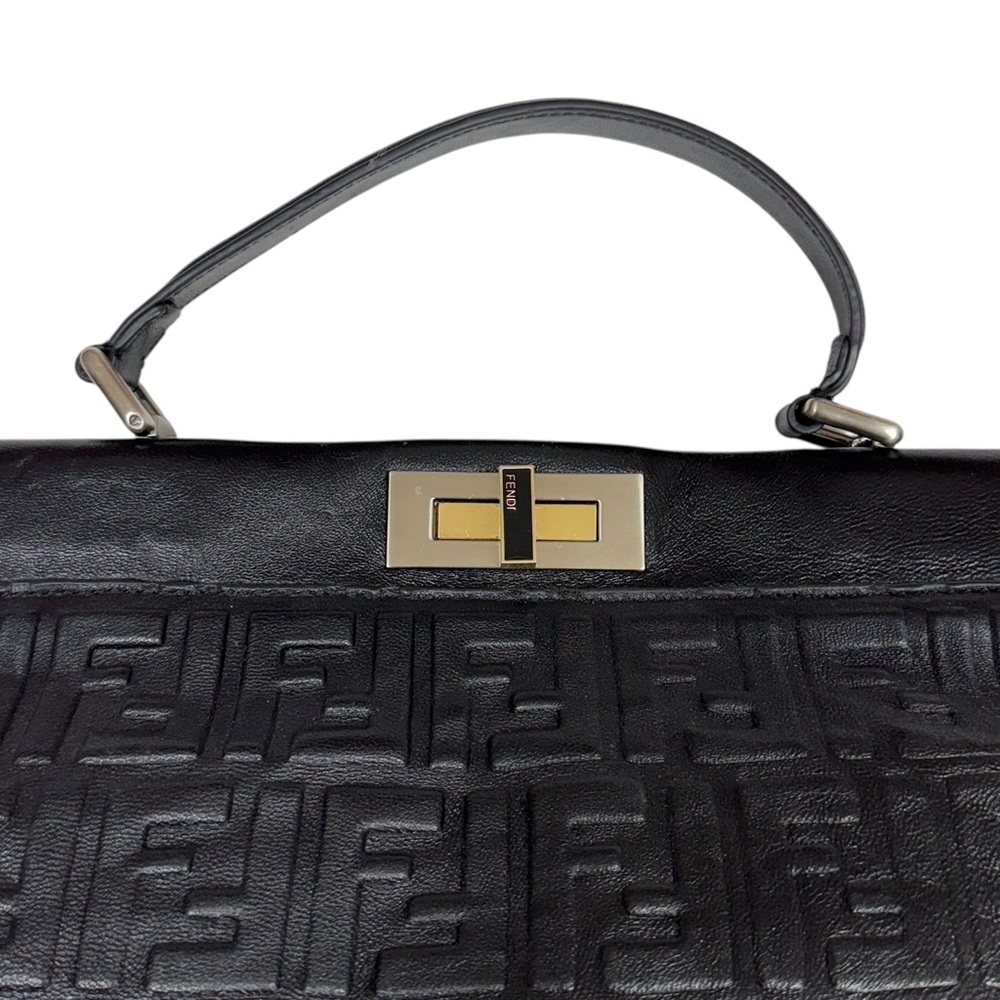Fendi Peekaboo Large Black Satchel Tote Leather Shoulder Hand Business Handle - Picture 7 of 16